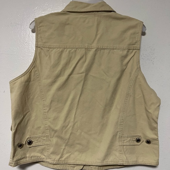 St. Johns’s Bay Collard Vest Beige Sleeveless 100% Cotton size Large - Picture 8 of 9